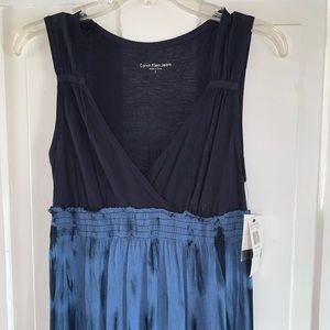 Calvin Klein Surplice Empire Waist Tie-Dye Dress